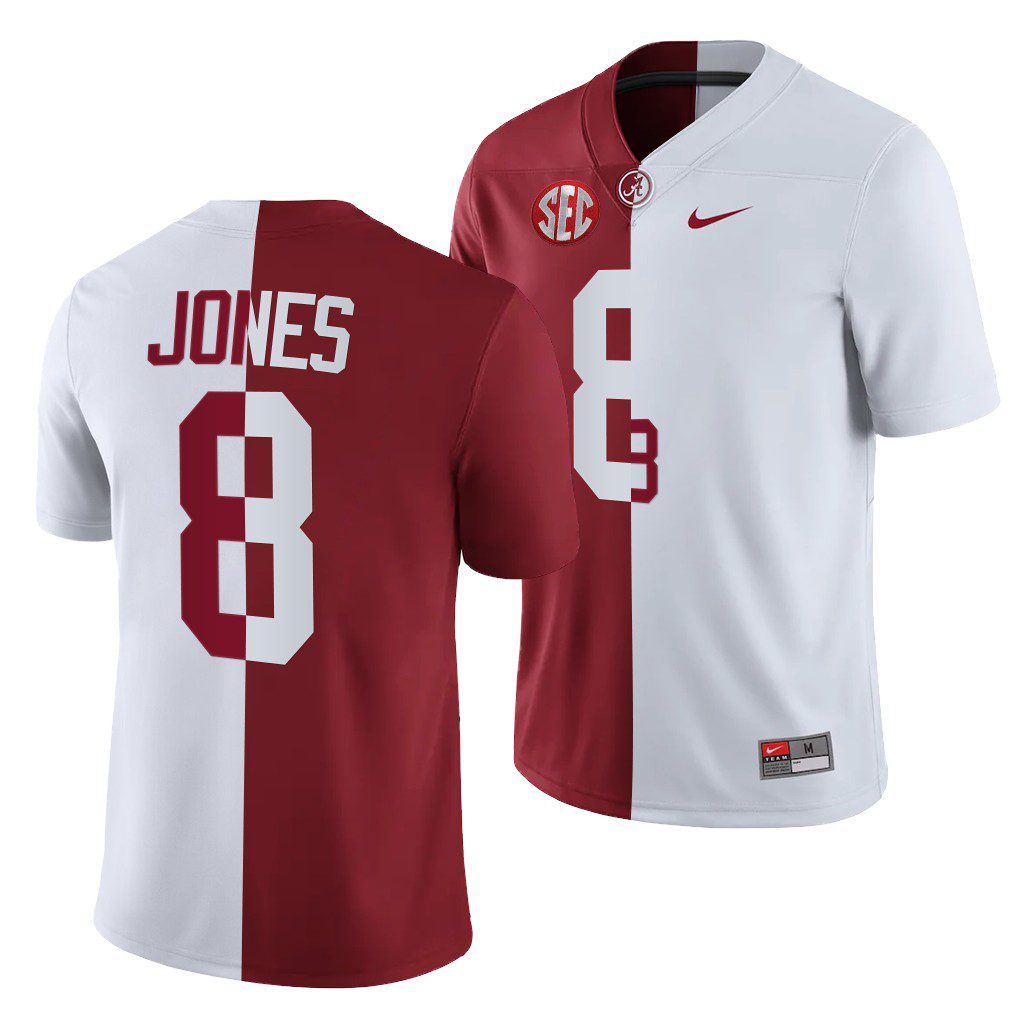 Men's Alabama Crimson Tide Julio Jones #8 Crimson Split Edition White NCAA College Football Jersey